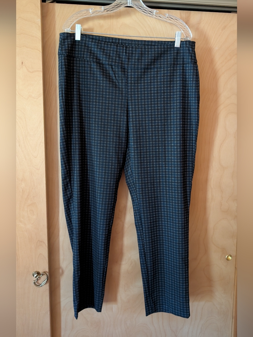 Black and Blue Check Slim Stretchy Trousers